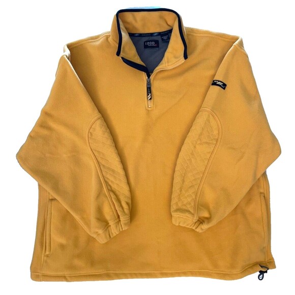 Izod Perform X Women's 1/4 Zip Fleece Pullover Jacket slash pocket sz 1X–Yellow - Picture 1 of 10